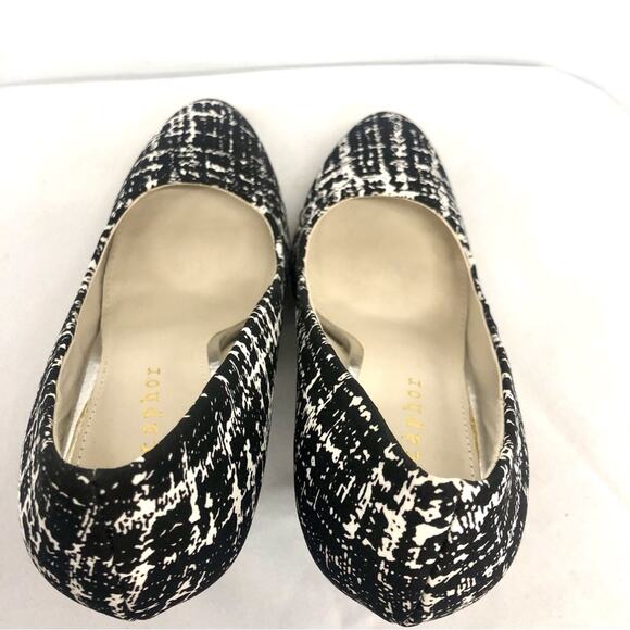 Metaphor Black White Slip On Heel Graphic Windowpane pattern 4 inch Women's 8.5M - Picture 8 of 16